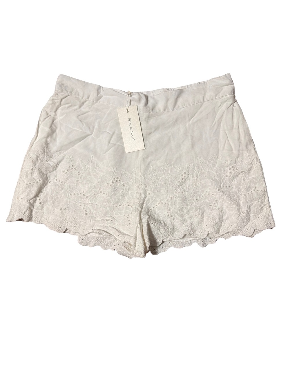 Sim & Sam White Eyelet Lace Bermuda Shorts